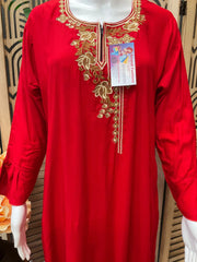 Indian Nighties - Rayon Nighty with embroidery on the neck part and side pocket