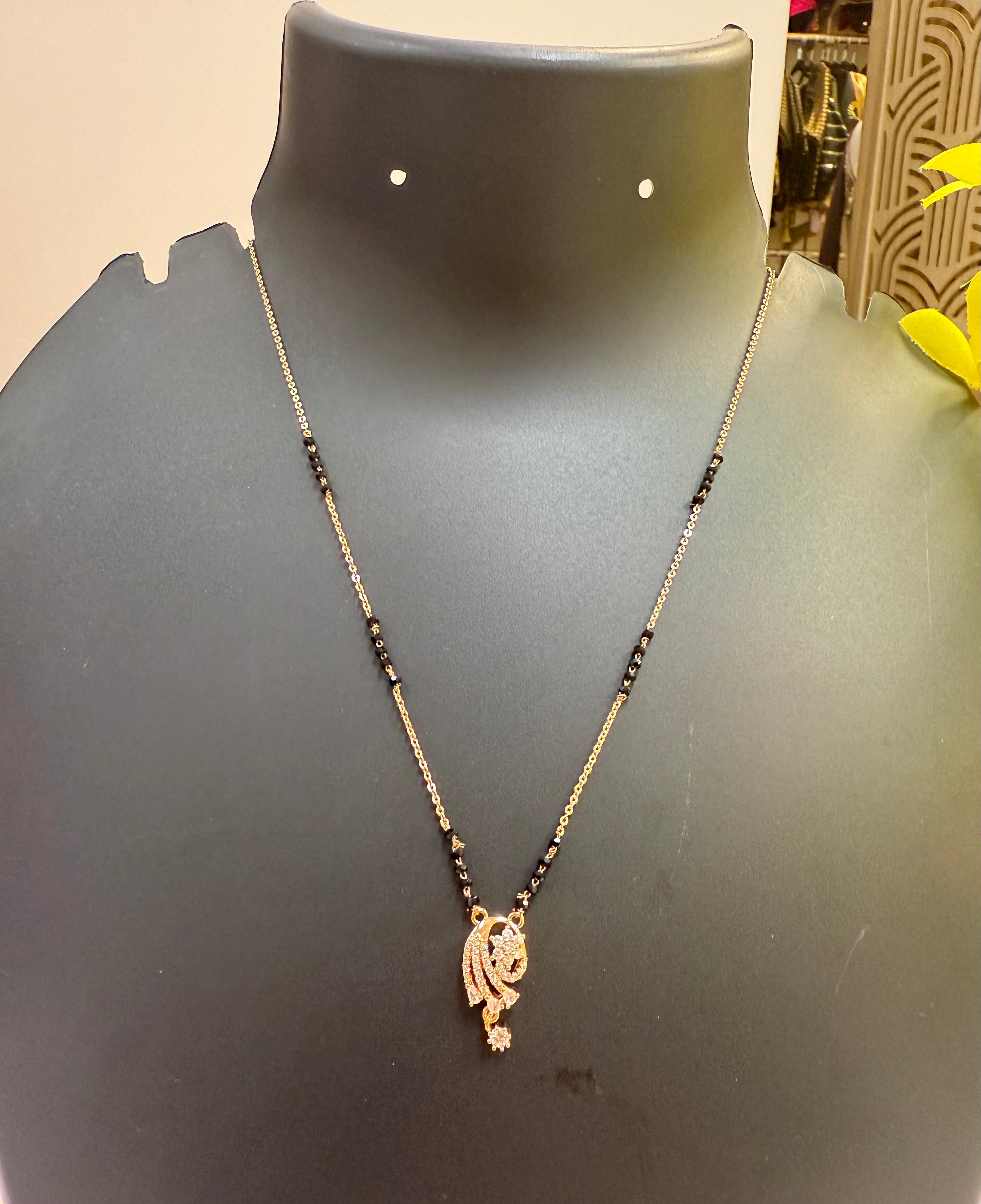 Rose Gold Black Beads Chain