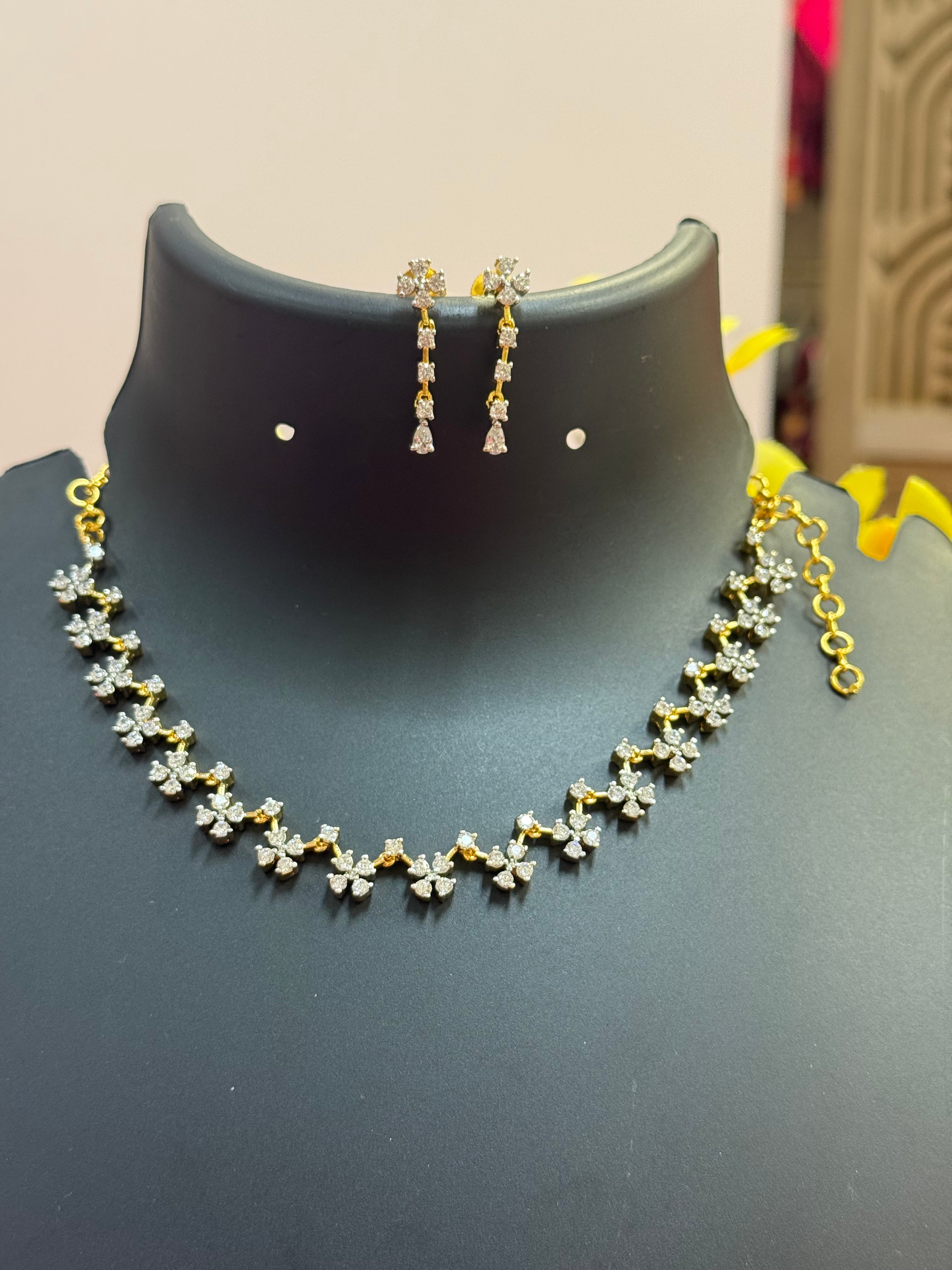 Simple CZ Necklace set