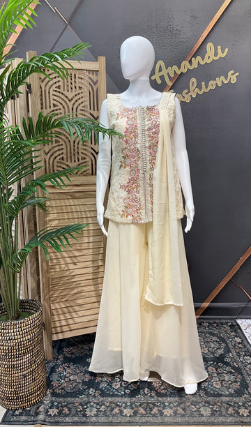 Size 38-Half White Sharara Set