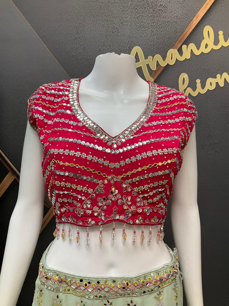 Georgette Lehenga Set with Floral Embroidery - Premium Party Wear