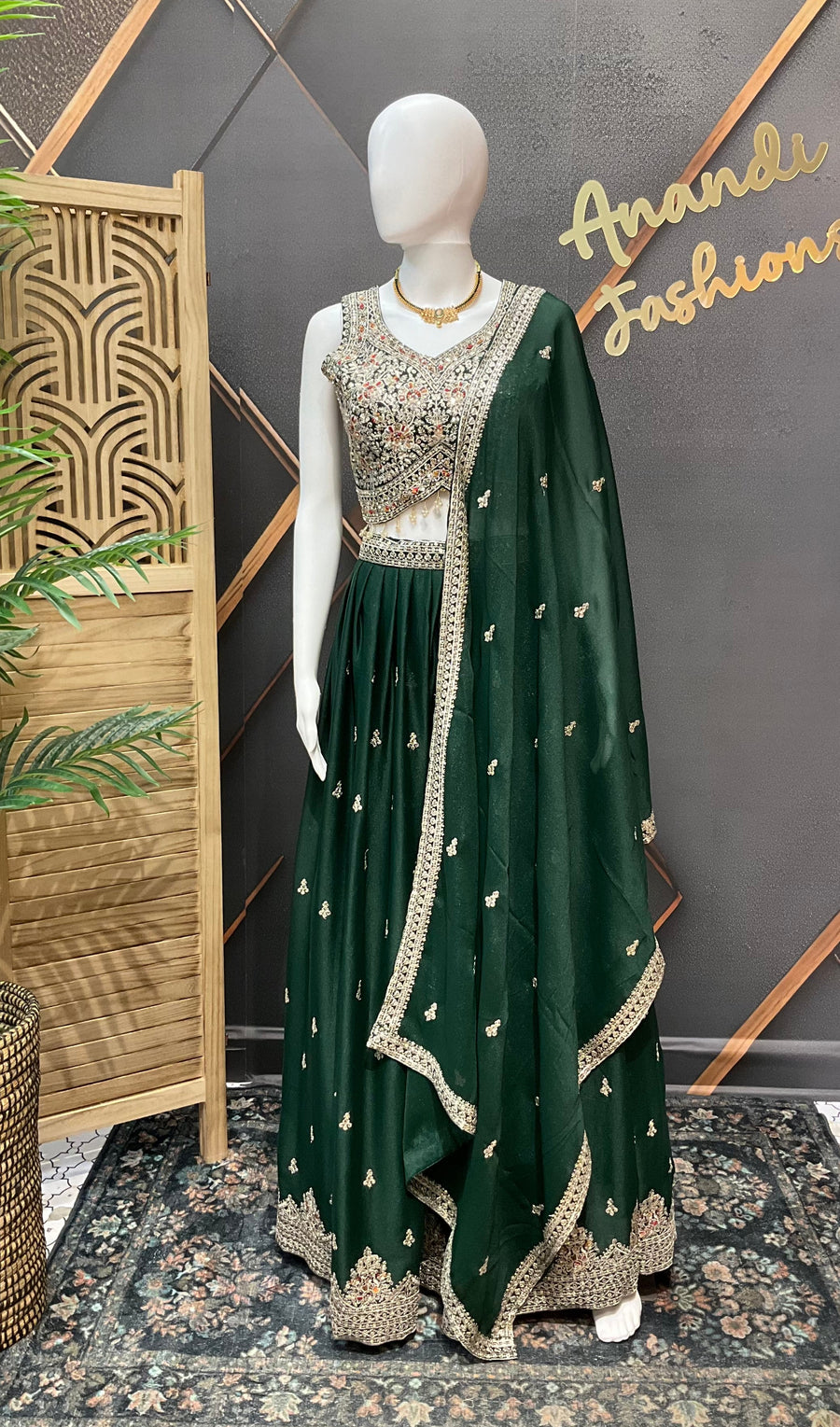 Green Party Wear Lehenga set