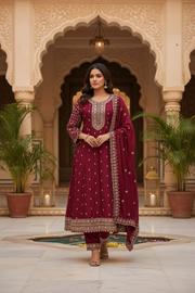 Maroon Party Wear Anarkali Kurti set