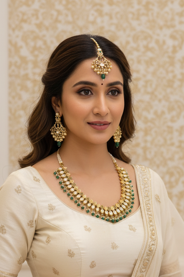 Mattfinish Kundan Necklace set