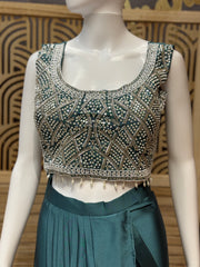 Women’s Rama Green Ready-to-Wear Saree