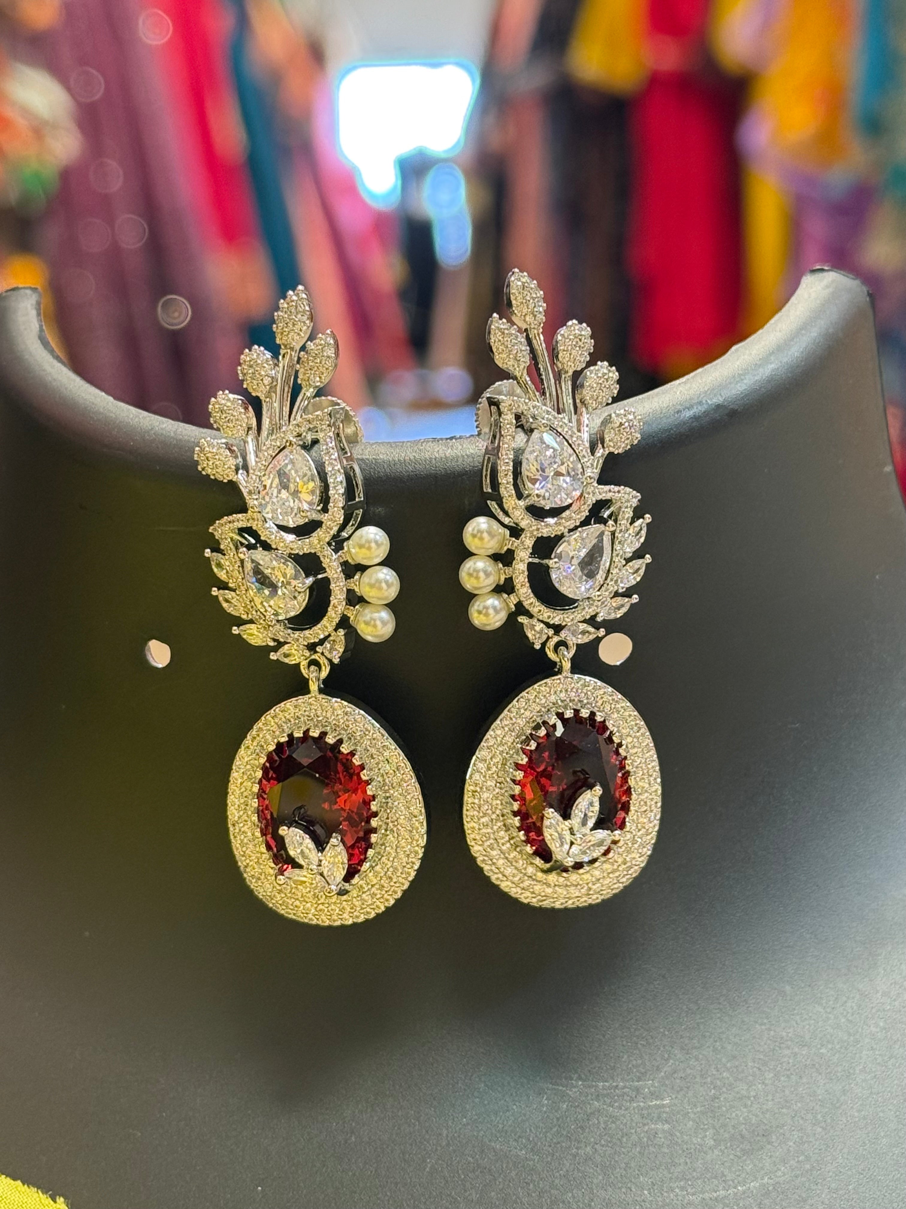 Pretty Party Wear - Silver Finish Earrings