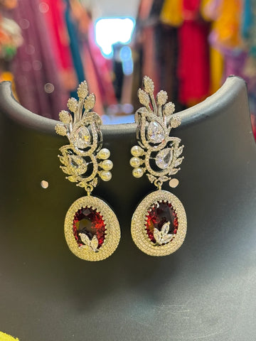 Pretty Party Wear - Silver Finish Earrings