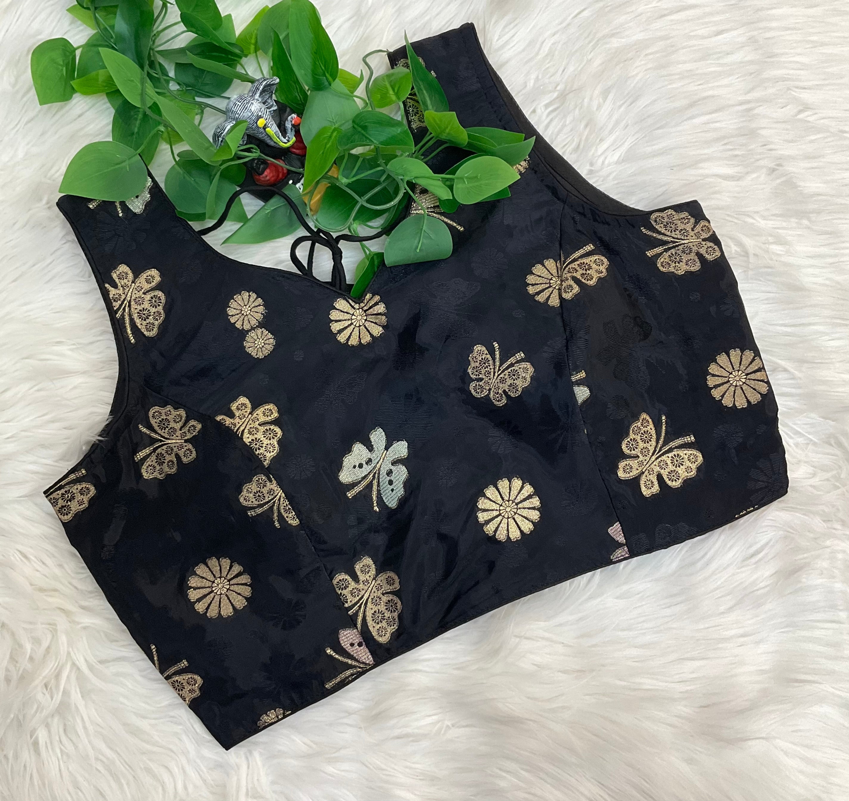 Crape Silk Black Blouse- Size 40