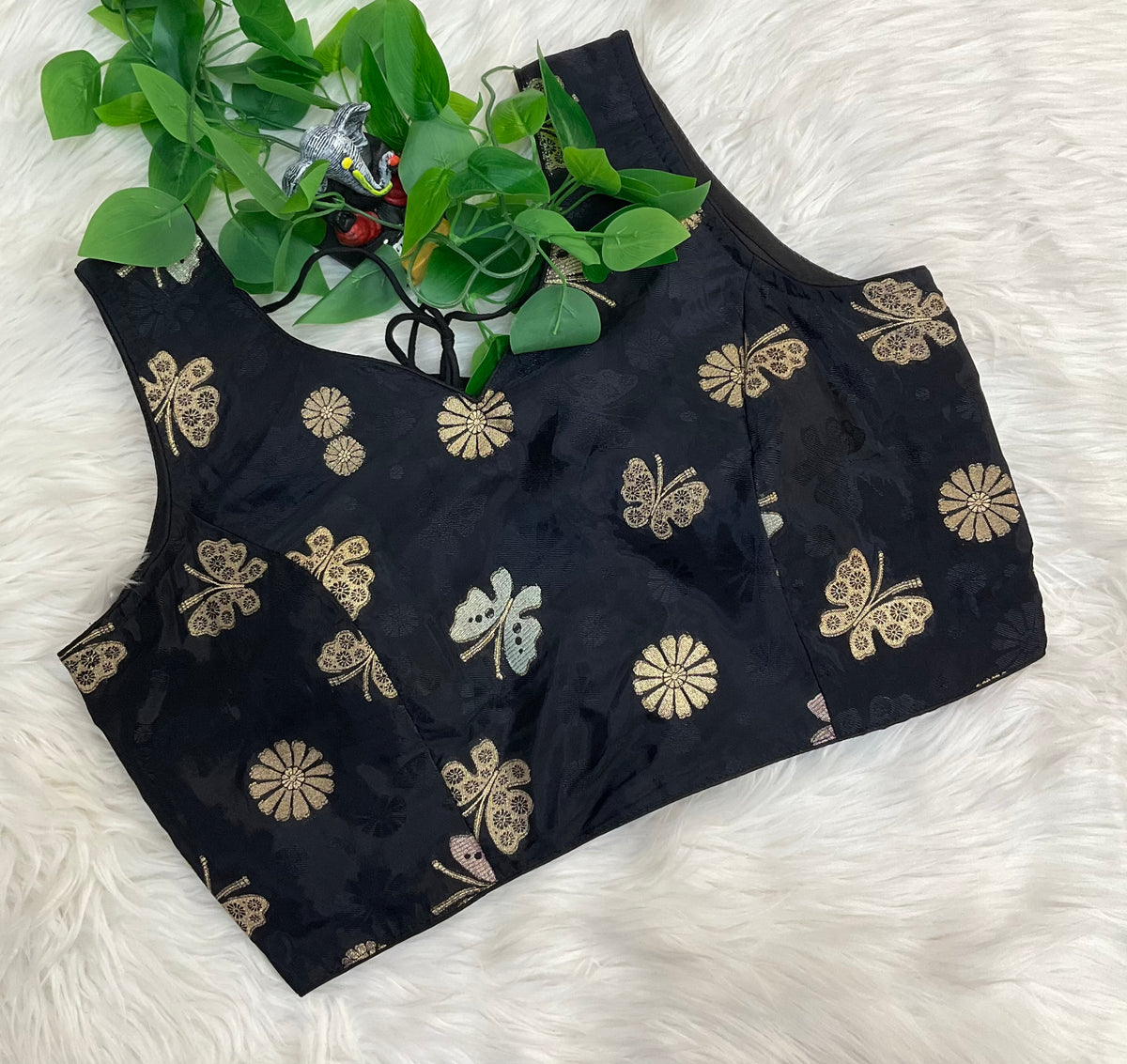 Crape Silk Black Blouse- Size 40