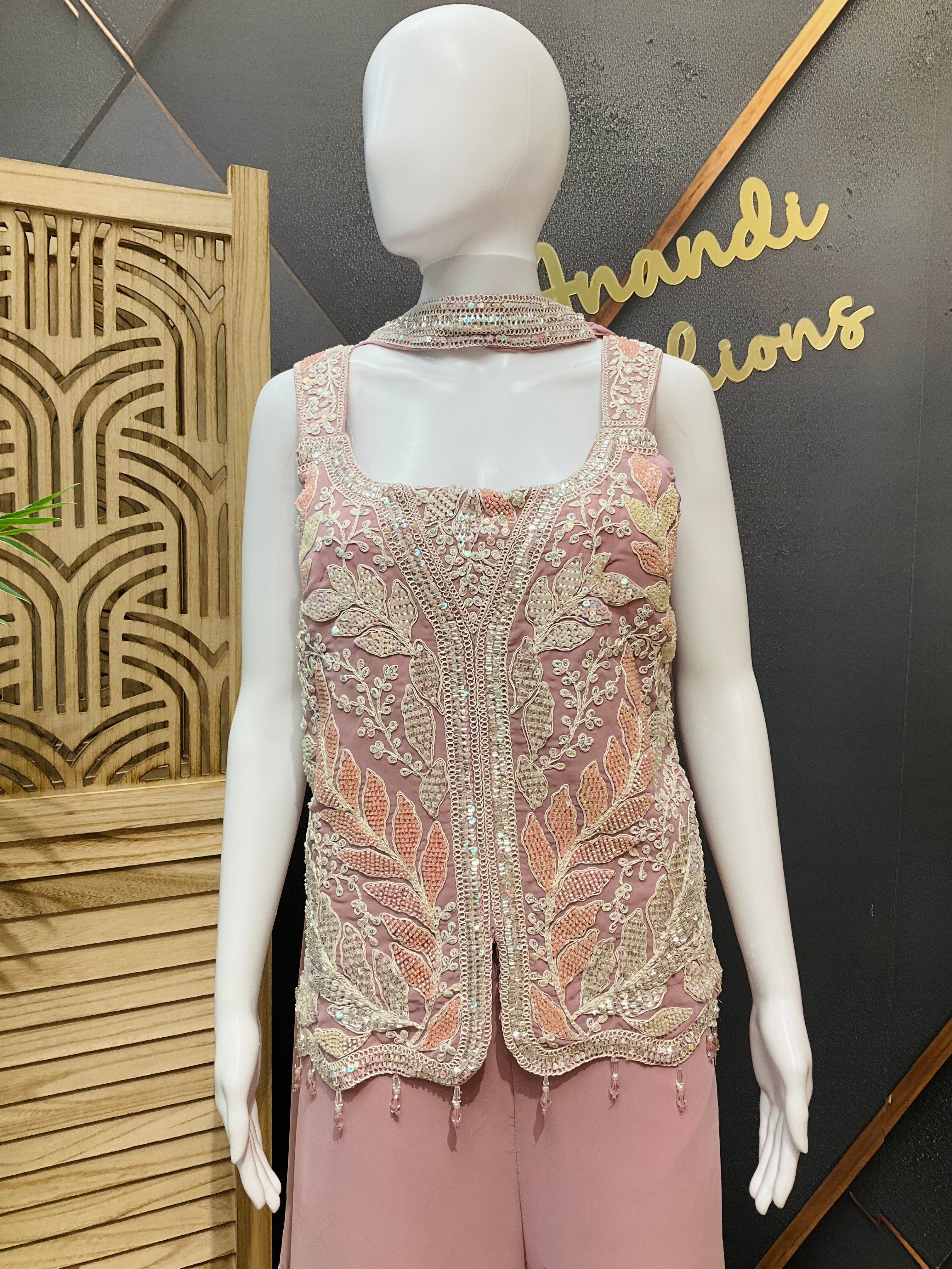 Pastel Colors Stylish Party Wear Palazzo/Sharara set