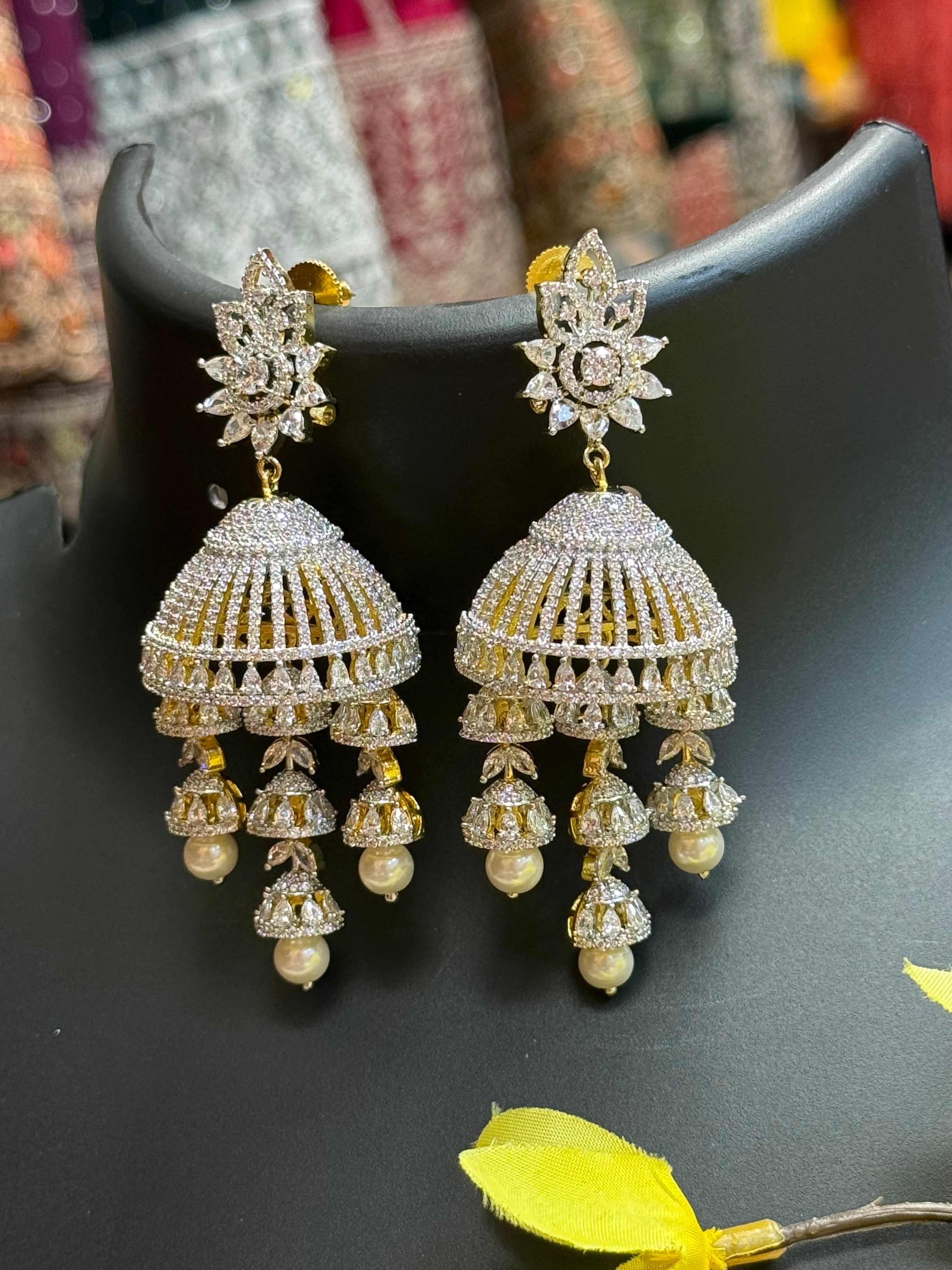 Party Wear - Designer CZ Jhumkas