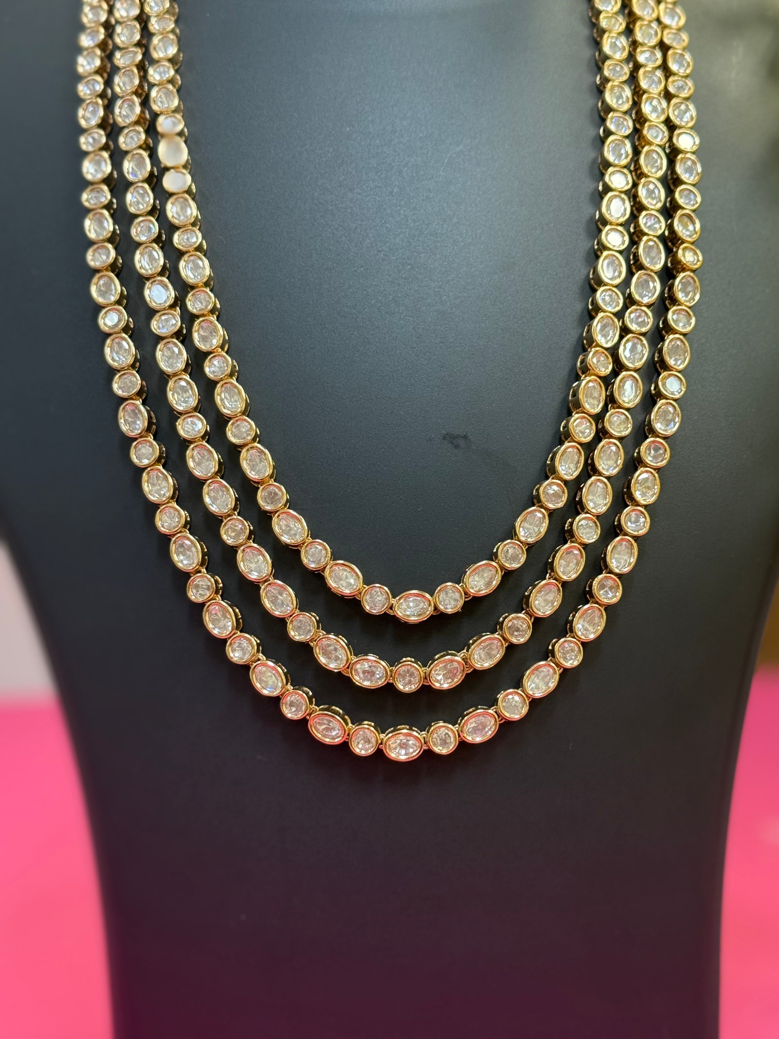Three-Layer Kundan Long Necklace Set