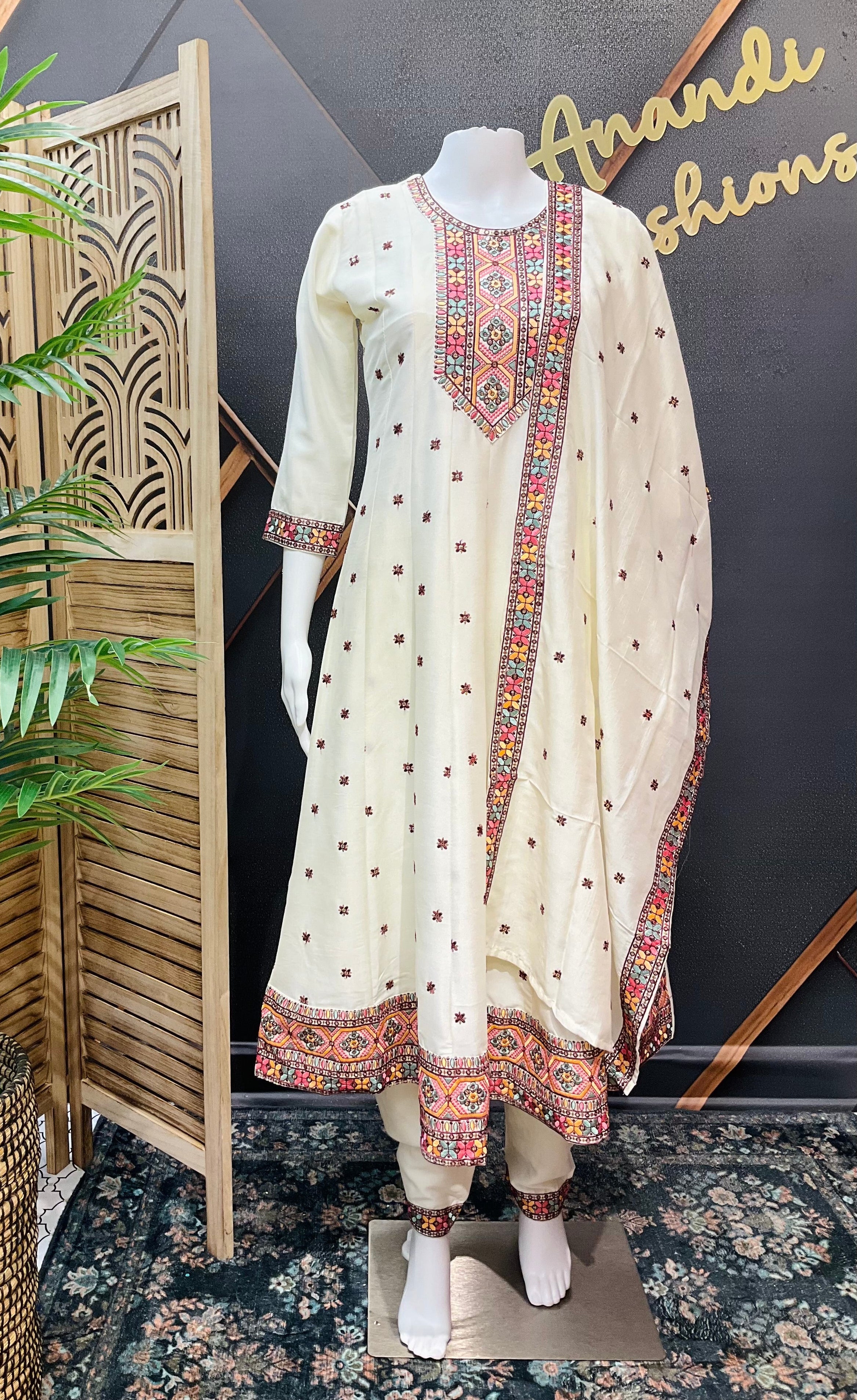 Teenage Girls - Half White Anarkali Kurti set