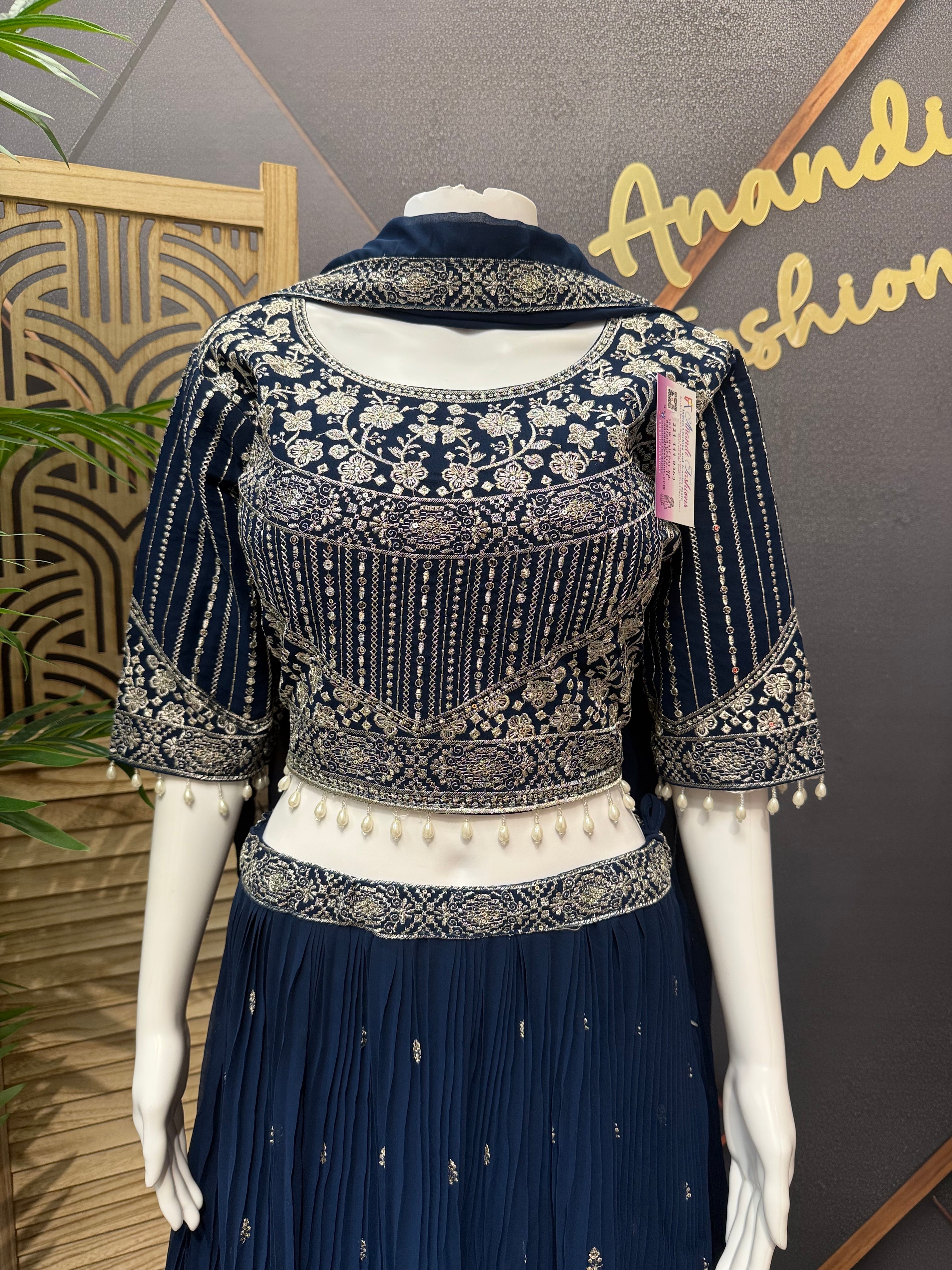 Teal Blue Color- Party Wear Lehenga Set- Size 38