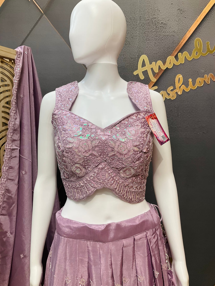 Pastel Purple Designer Lehanga set