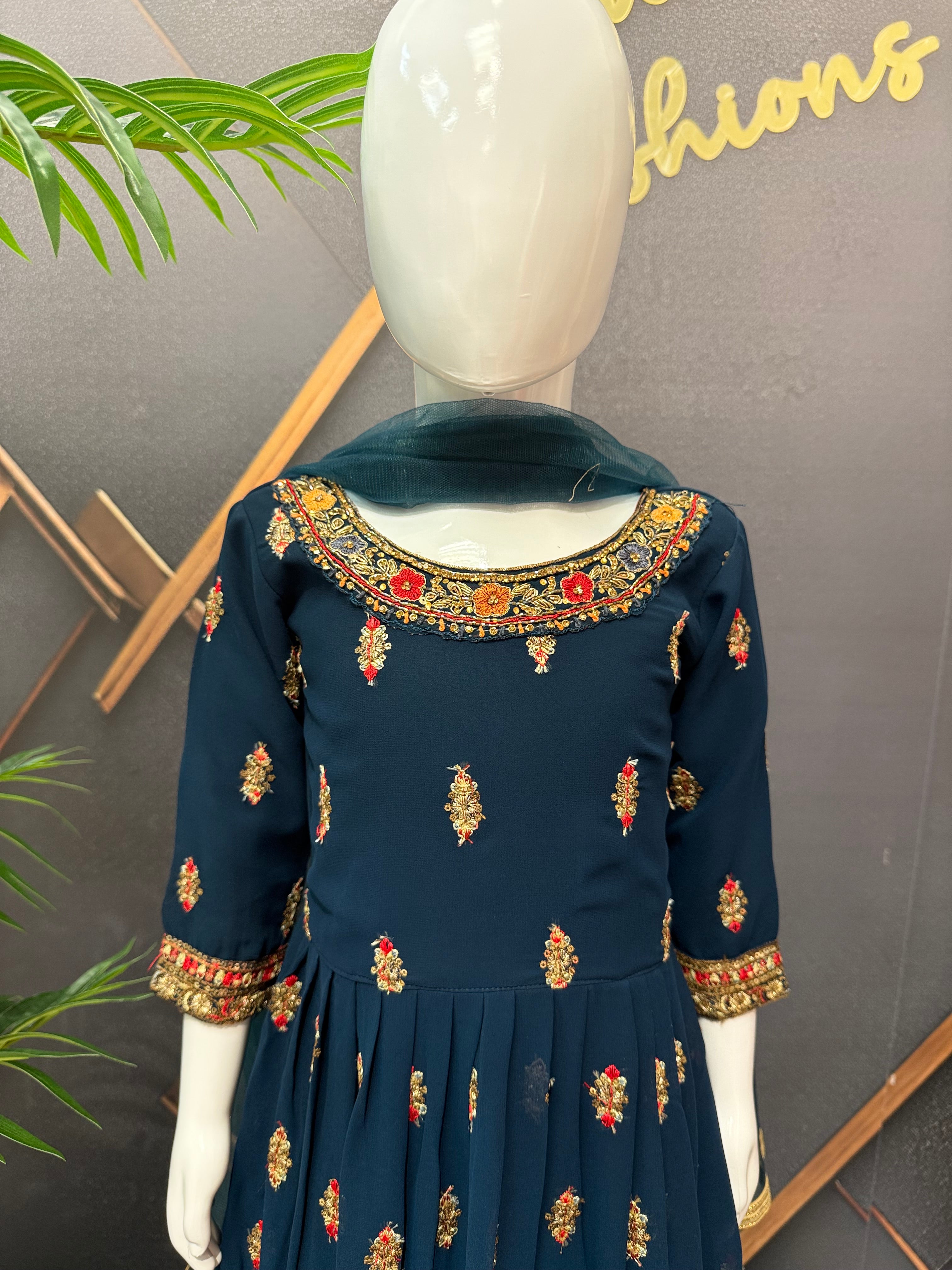 Little Girls Navy Blue Long Dress