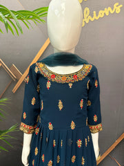 Little Girls Navy Blue Long Dress