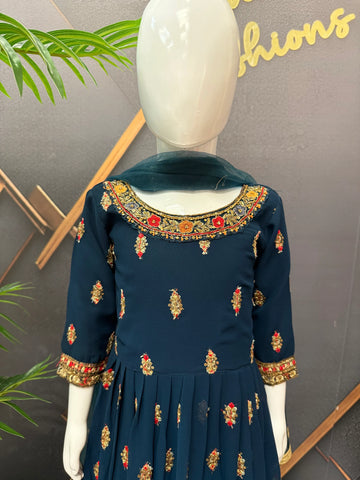 Little Girls Navy Blue Long Dress