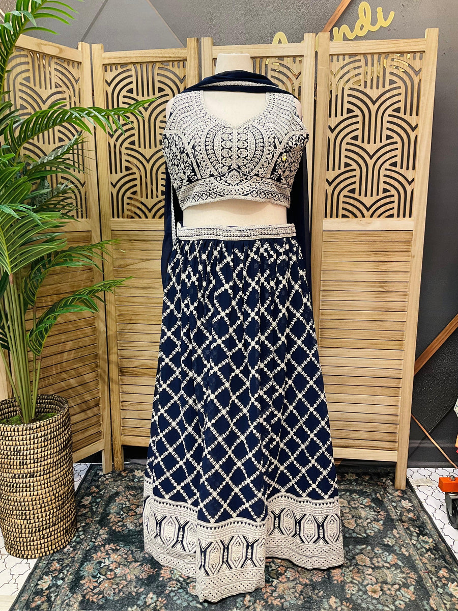 Plus Size Georgette Lehenga Set - Heavy Work Party Wear