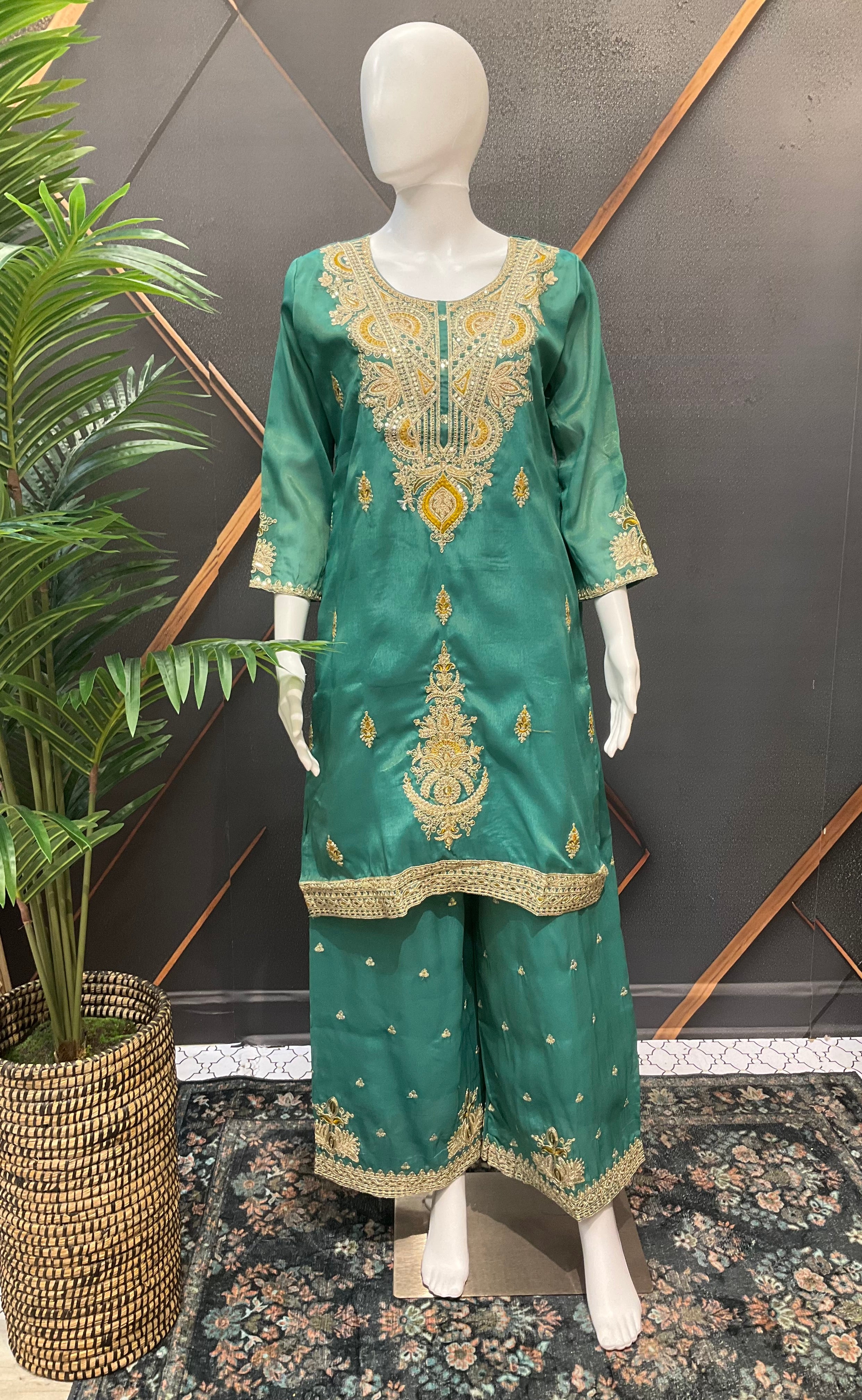 Party Wear - Shimmery Silk Palazzo set