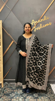 Black Party Wear Anarkali Kurti set