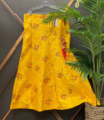 Bright Yellow Lehenga Skirt - Party Wear