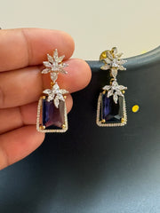 CZ Earrings with Purple Stone