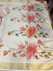 Kerala Set Mundu saree with Stitched blouse