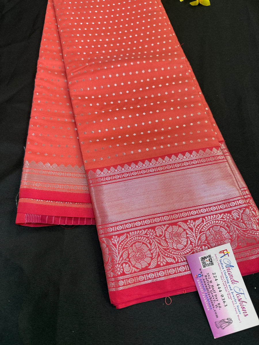 Festival Special Peach Color Semi Silk Saree - Budget Friendly