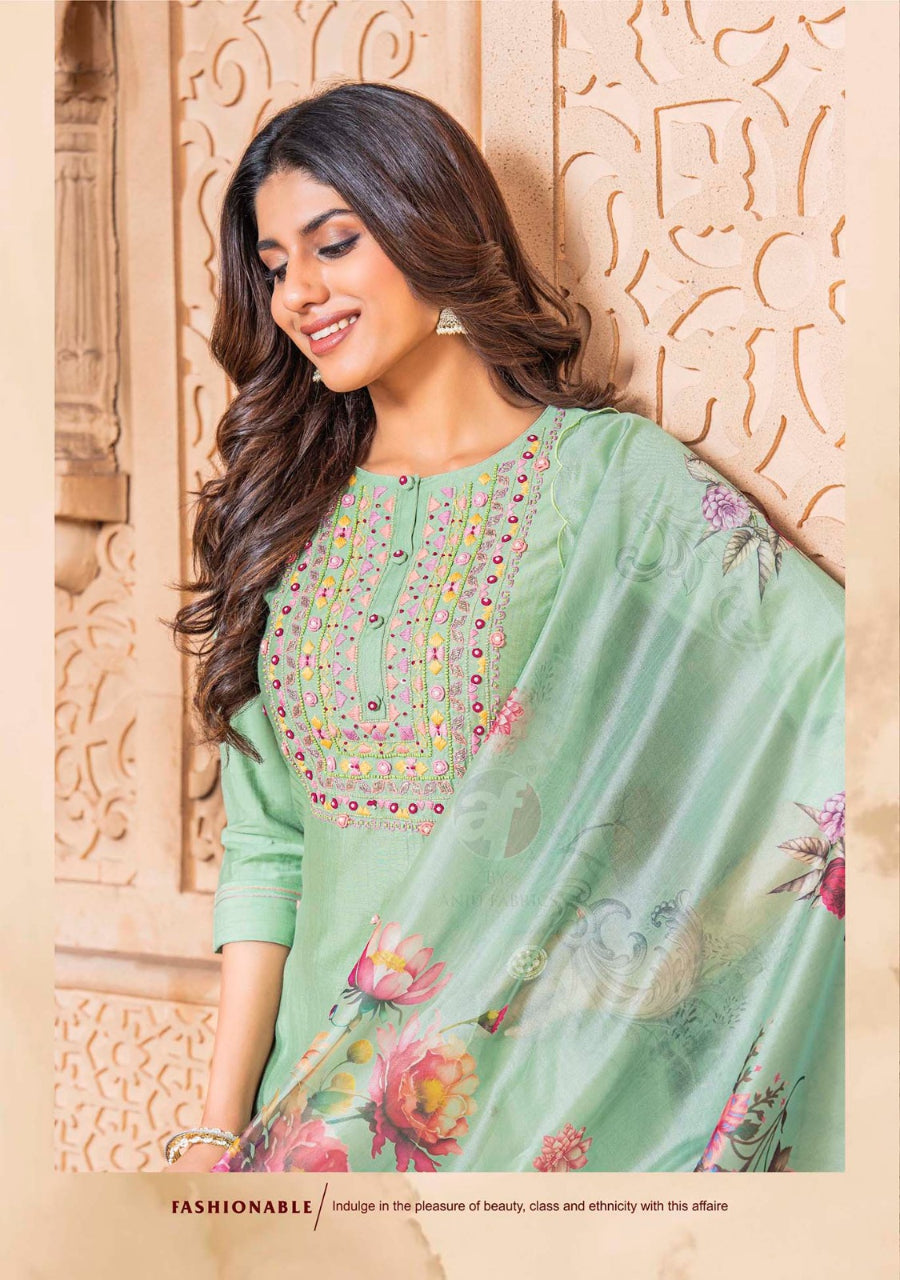 Party Wear Churidar Sets - Indian Kurtis with Floral Print and Organza Dupatta image 8