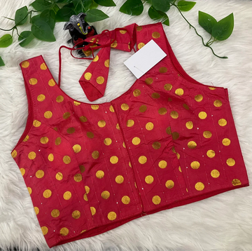 Indian Blouse - Print Sleeveless Blouse with Gold Prints