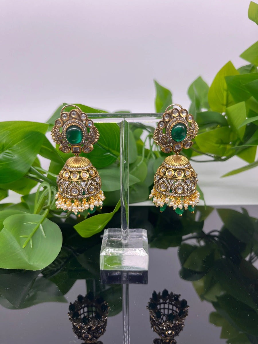 Indian Jhumka Earrings - Antique Finish Victorian Jhumkas Earrings