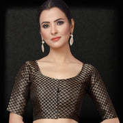 Front opening Black brocade blouse