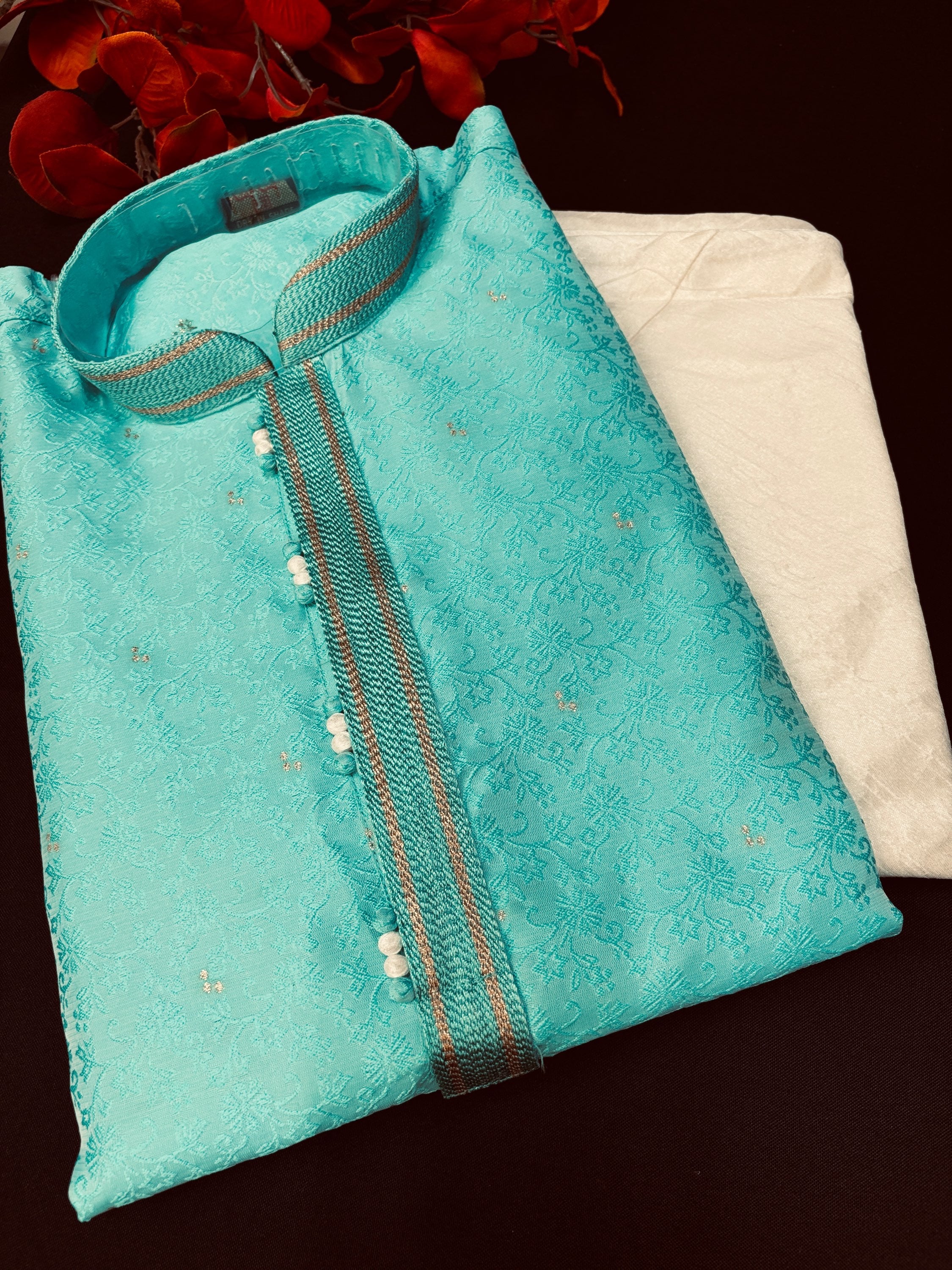 Kurta for Men - Silk Jacquard Kurta Pajama Sets for Men - Size 42/44/46 image 0