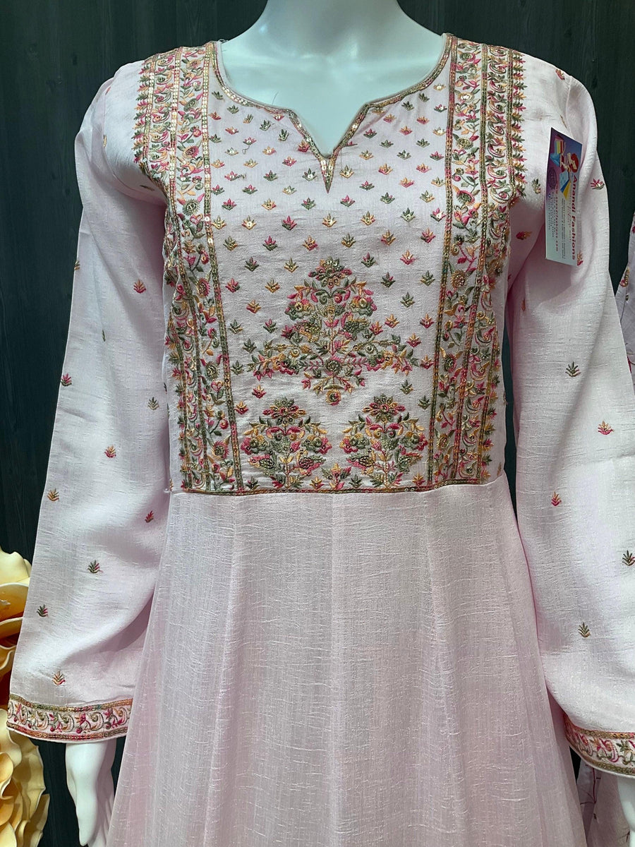 Long Sleeve Dress - Baby Pink Light Weight  Silk Dress Size 42/US M