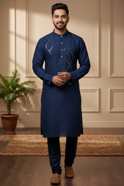 Men’s Blue and Blue Kurta Set