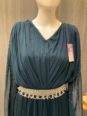 Pure Long Party Dress Size 38 - with Waist Belt & Stone Work