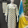 White color pure cotton Print Summer kurti set