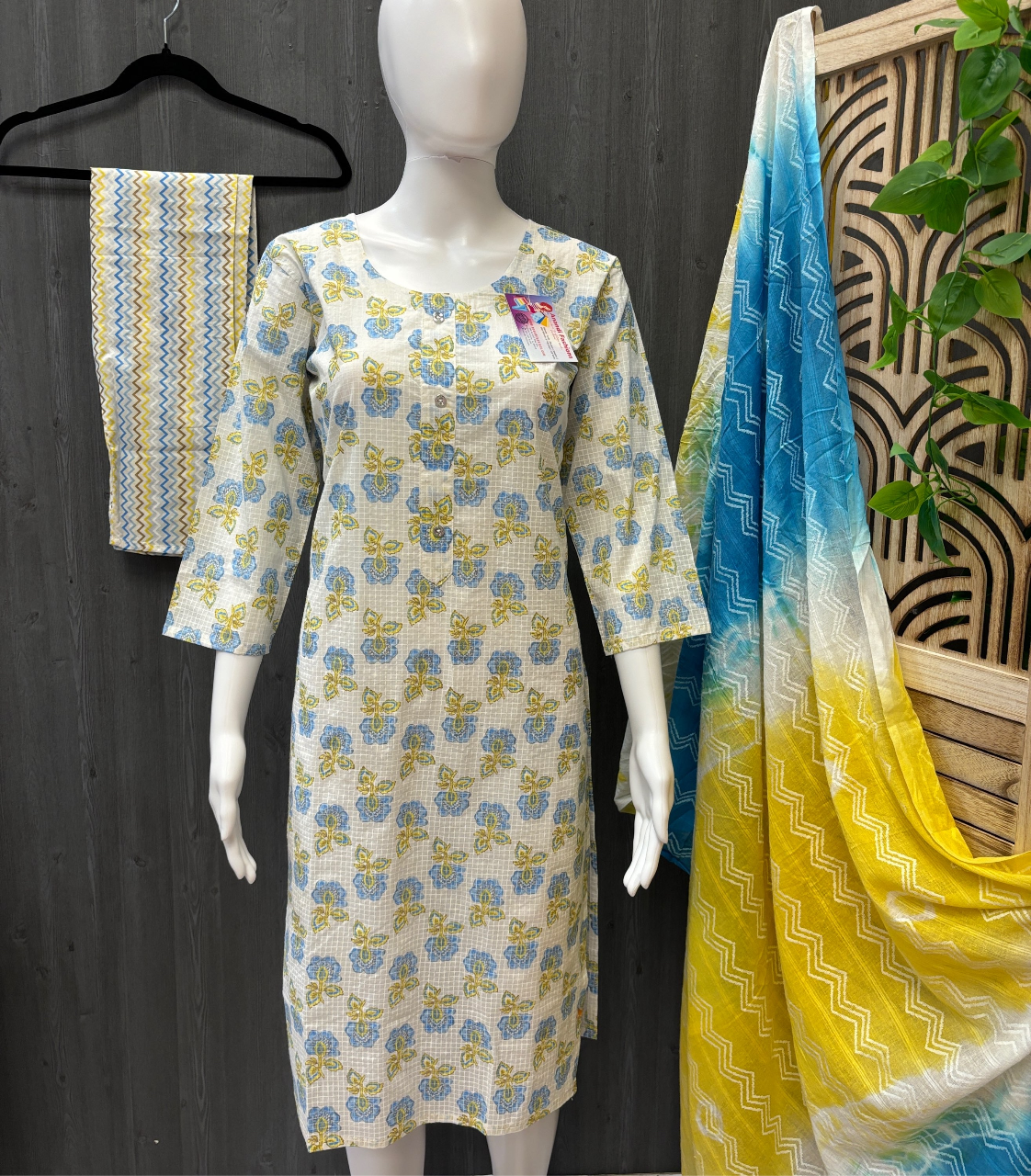 White color pure cotton Print Summer kurti set image 1