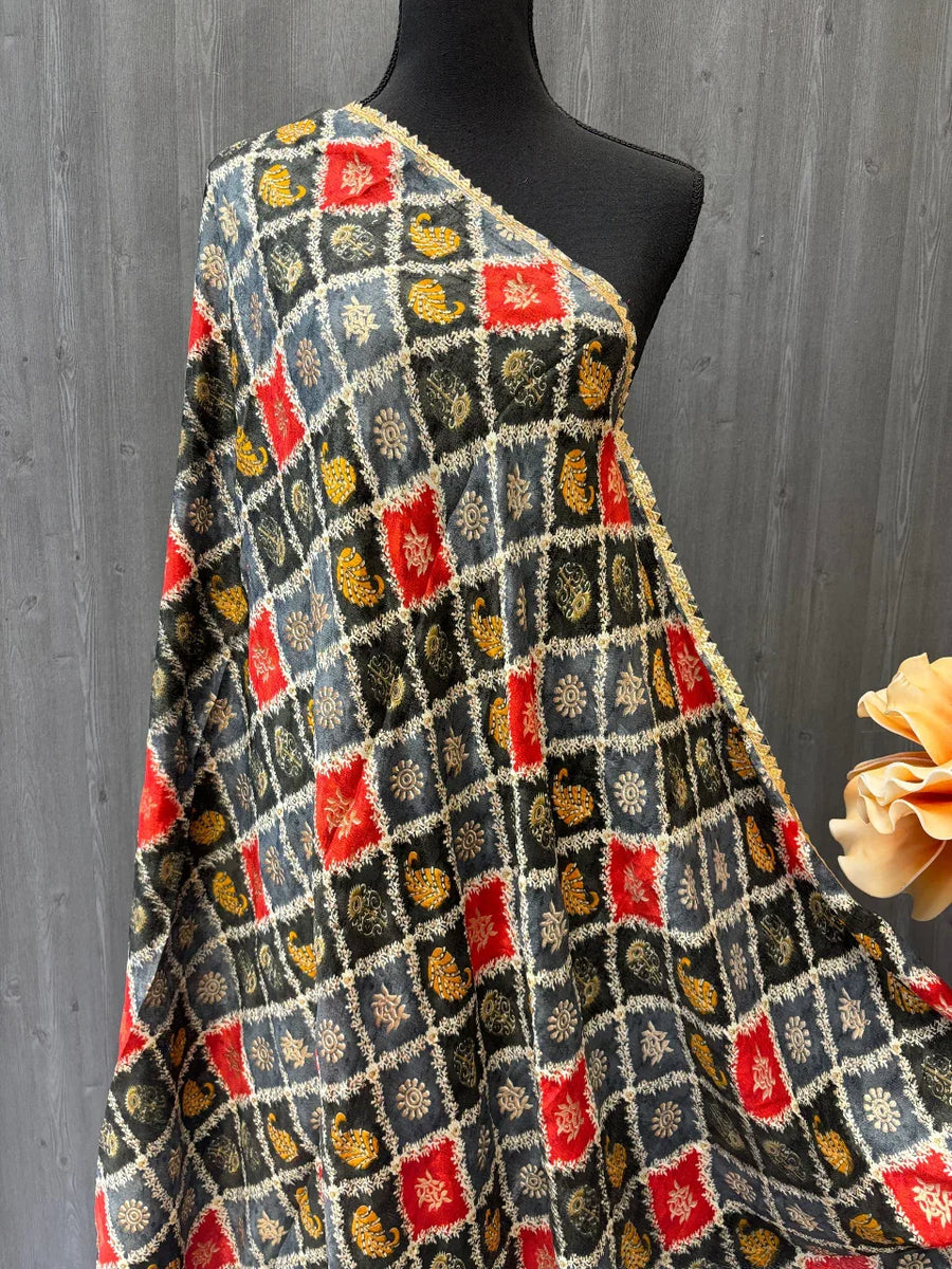 Chinon Dupatta - Multicolor Elegant and Stylish Dupatta