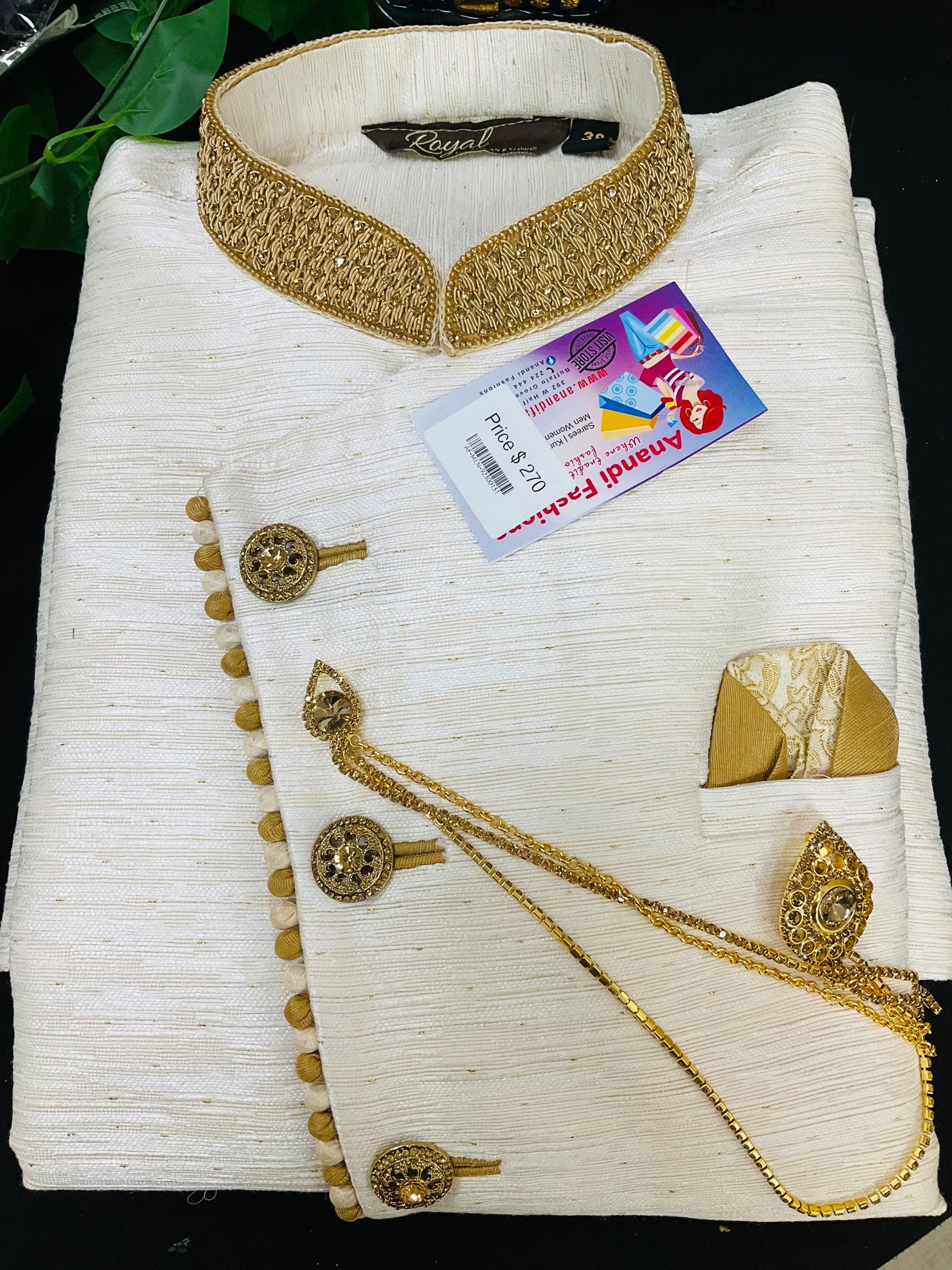 Dhoti Kurta - Wedding Party Men’s Yellow Sherwani with Dhoti Pant image 2