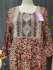 Plus Size Ajrakh Print Anarkali Long Kurti
