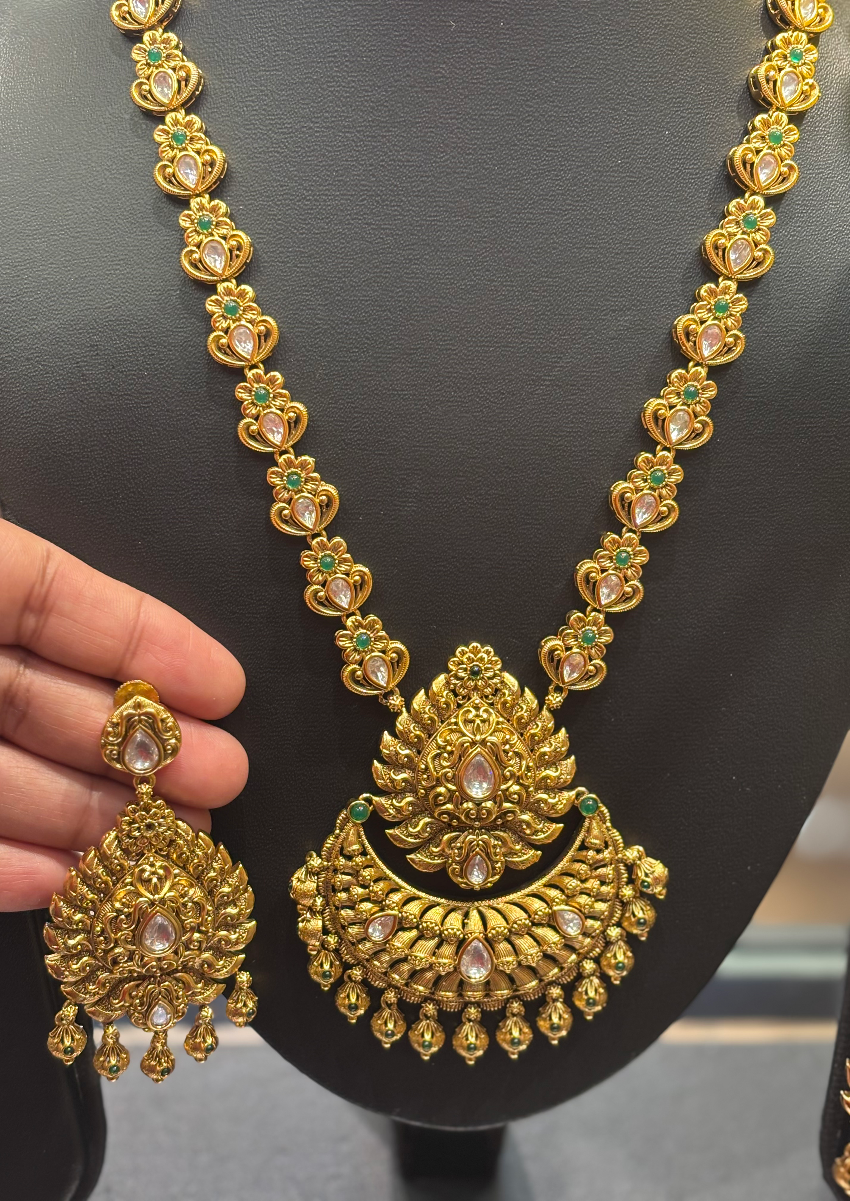 Premium- Antique Finish Long Necklace Set/Haram image 1