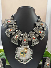 Oxidized Jewelry - Dual Tone Oxidized Necklace Set