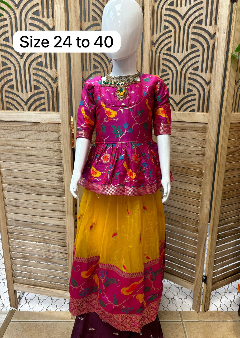 Little Girls- Lehenga Set with Bird Design image 0