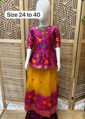 Little Girls- Lehenga Set with Bird Design- size 24/26