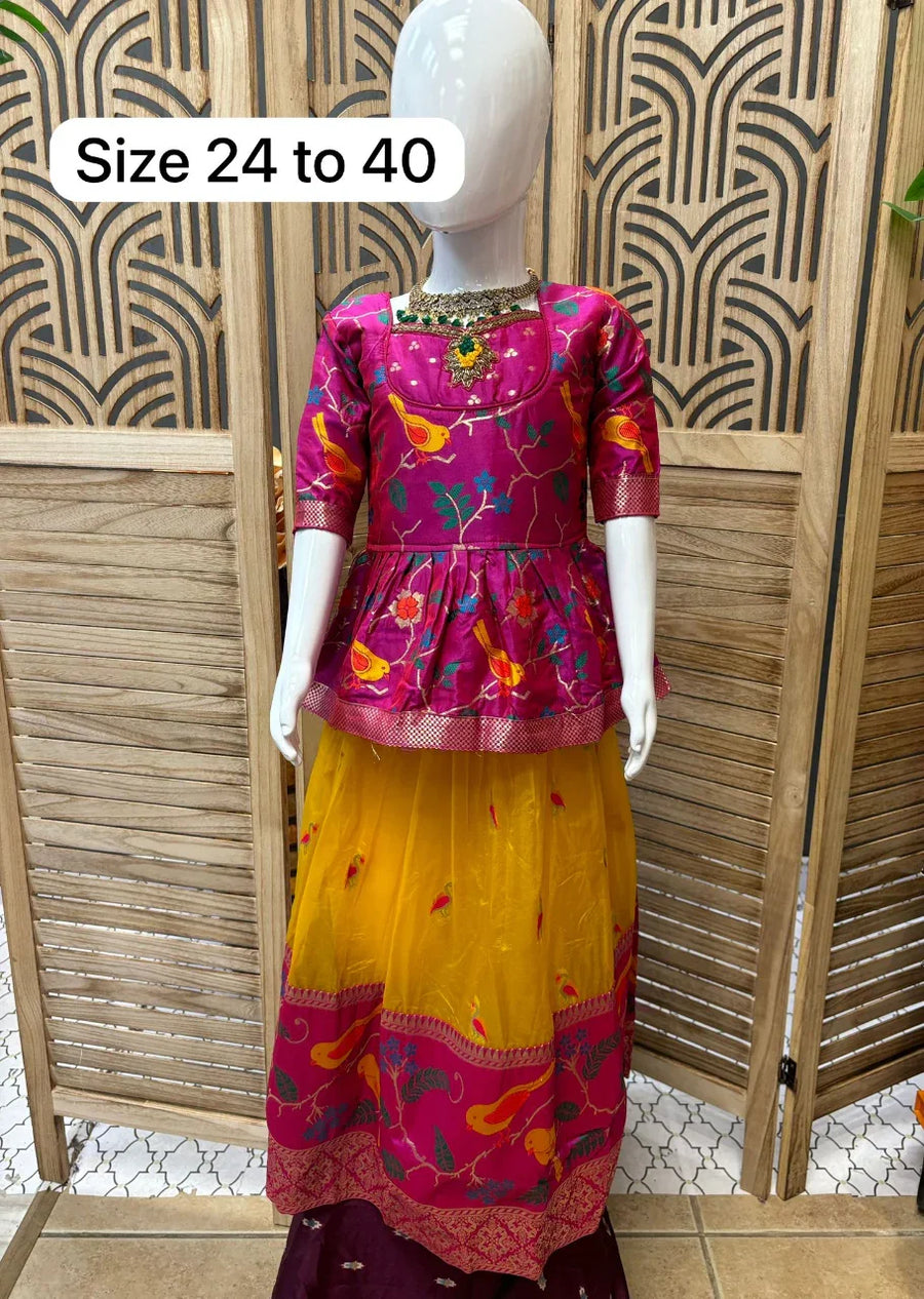 Little Girls- Lehenga Set with Bird Design- size 24/26