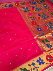 Pink Semi Silk Paithani Saree