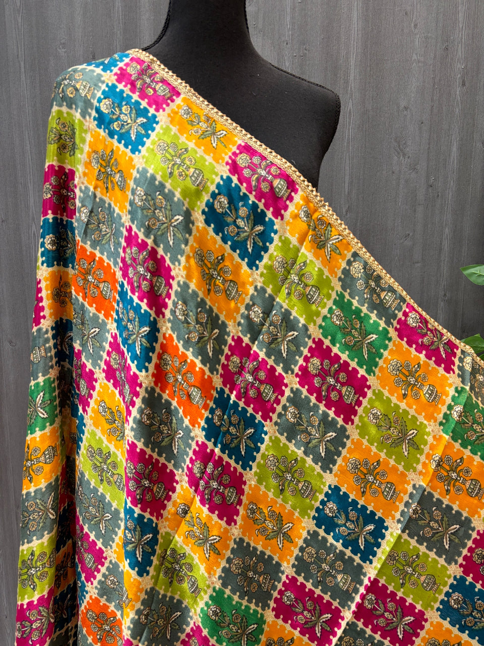 Multicolor Chinon Dupatta  image 1