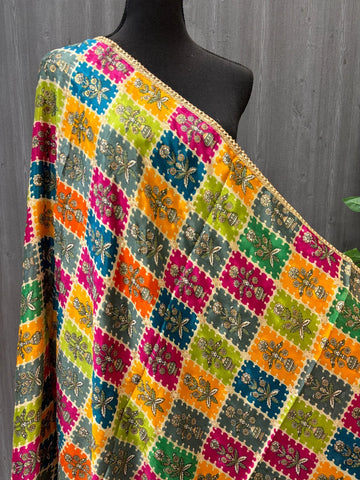 Multicolor Chinon Dupatta